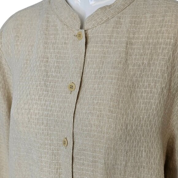 Eileen Fisher 100% Linen Long Sleeve Button Front Shirt Size Medium Petite - Picture 4 of 7